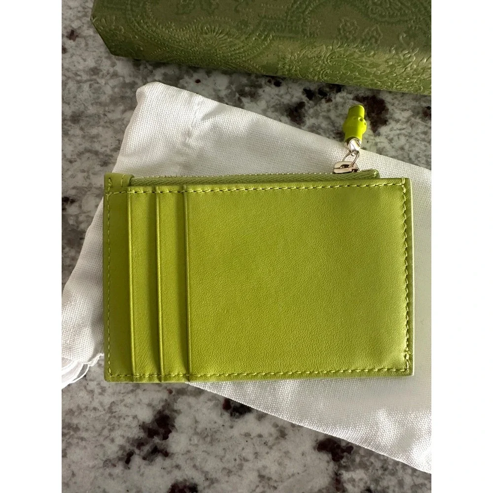 Gucci Bamboo Leather Card Case Holder Wallet